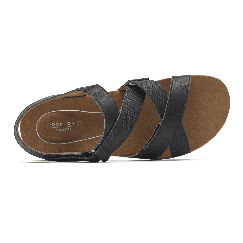 Sandalias Rockport Mujer Mexico - Eileen X-Strap Negros - MUNIY1892